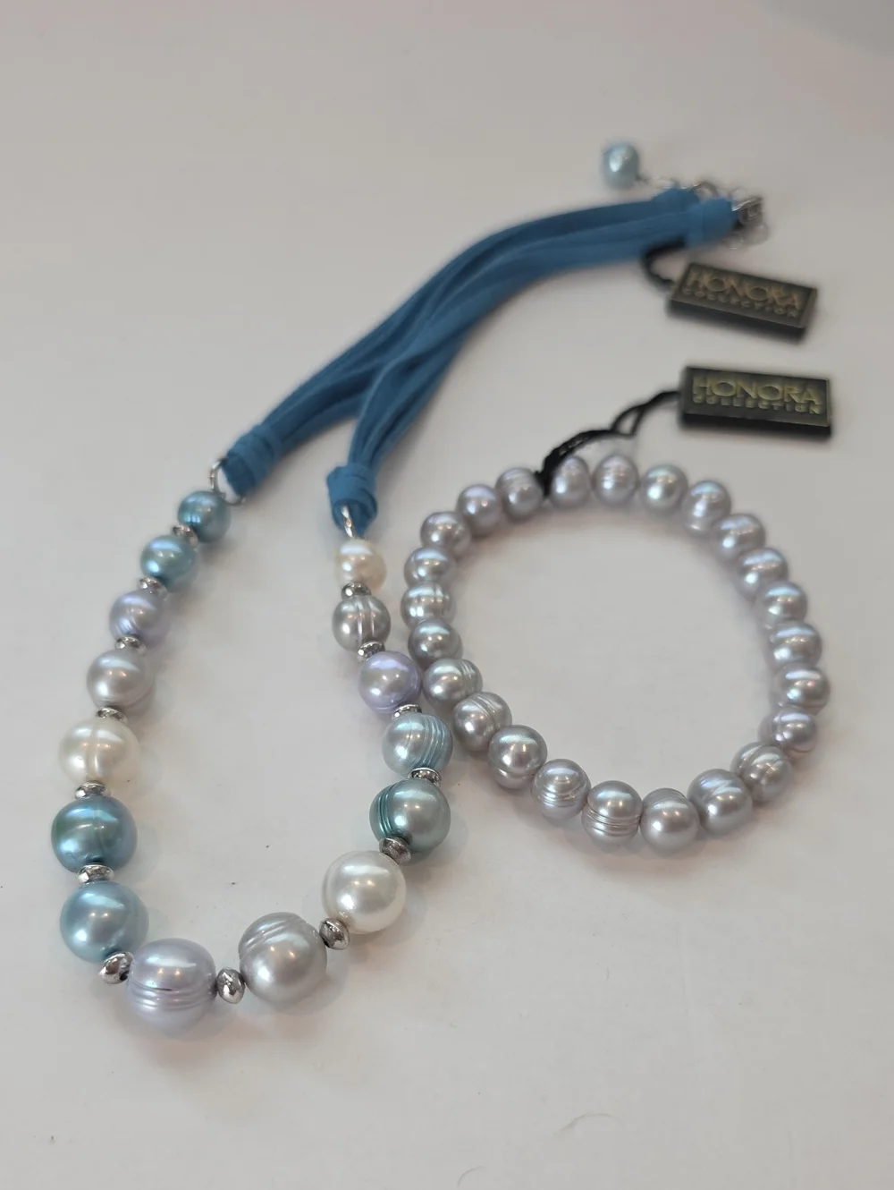 Honora Pearl Necklace And Bracelet English Blues And Bracelet In Light Grey NWT